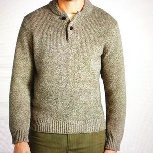L.L Bean men’s Classic Ragg LAMBS'WOOL Sweater Henley Button Up Long Sleeve XL
